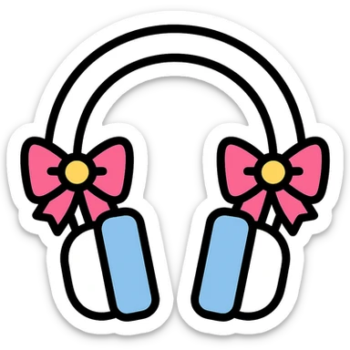white headphones with pink bows sticker