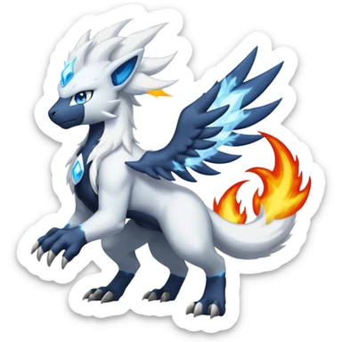 Absol-Luxray-Reshiram-Kyurem-fusion, full body sticker
