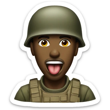 soldier shows his tongue sticker