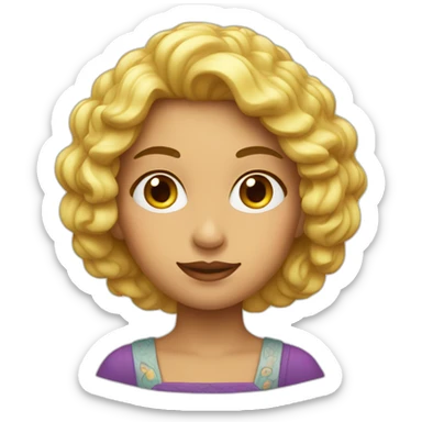 Mujer con manzana y ojos locos. sticker