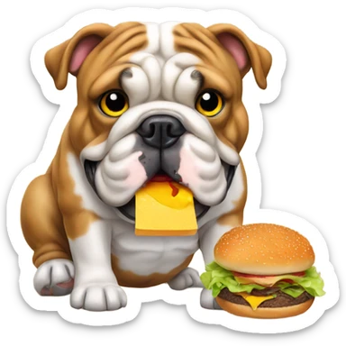 English bulldog eat burger  sticker