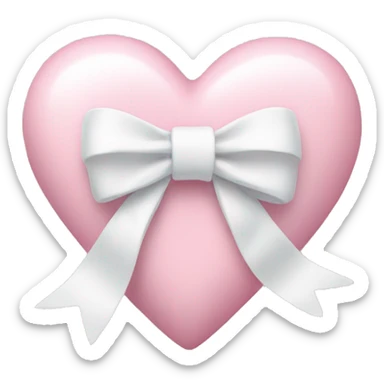 Pastel pink heart with white bow sticker