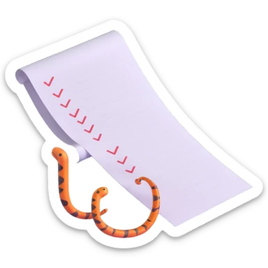 long curling to-do list paper looping up and down like a snake with tiny checkboxes fading into distance sticker