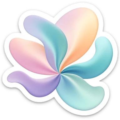 Abstract floating forms shifting in air, ethereal masculine energy, subtle radiance, symbolic of style influence, minimal flowing shapes sticker