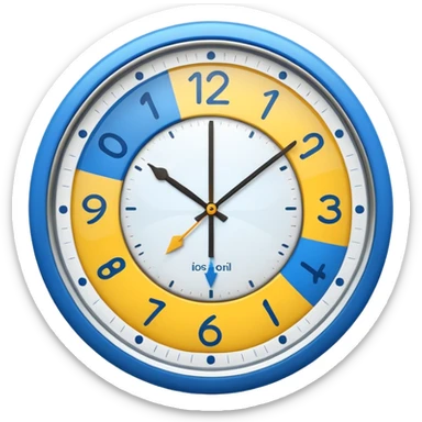 : A round clock face showing a neutral time. Around the clock, two curved arrows forming a circle, symbolizing flexibility and adaptability of working hours. Minimal details, rounded shapes, flat bright colors, consistent with standard emoji design. sticker