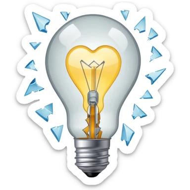 A light bulb broken in half is like a broken heart sticker