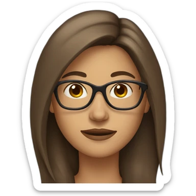 woman with brown shoulder long hair and glasses sticker