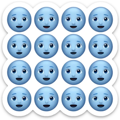 Blue emoji with 7 different faces in one sticker