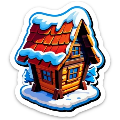 Blaue Holzhütte, im Winter sticker