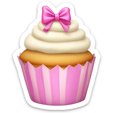 vanilla cupcake with pink bow sticker