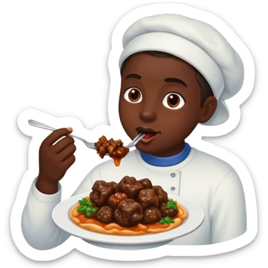 Haitian person eating oxtail sticker