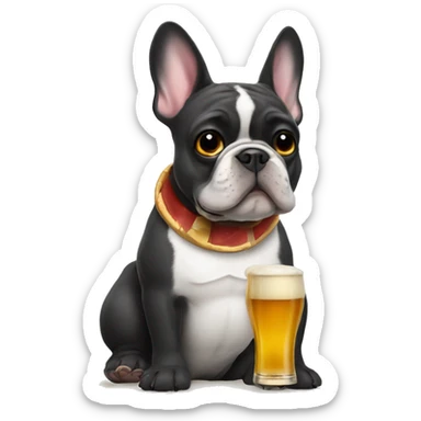 French Bulldog with a beer sticker