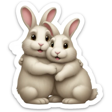Three bunnies cuddling sticker