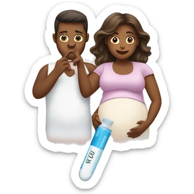 couple looking at pregnancy test sticker