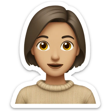 Brunette women in beige sweater sticker