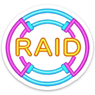  a neon sign that says RAID sticker
