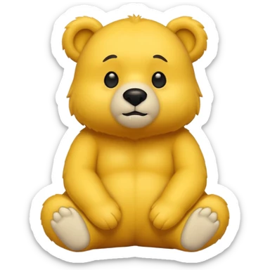 Yellow bear with black eyes sitting sticker