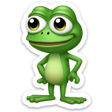 Pepe the frog in full growth points with his finger sticker