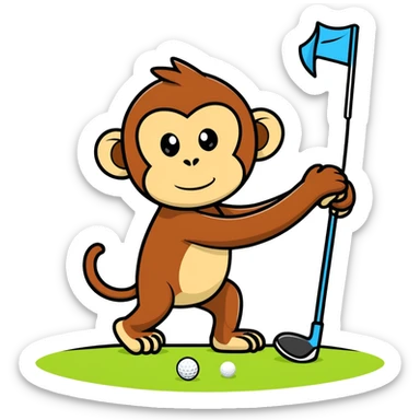 Monkey playing golf sticker