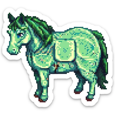 green horse pixel art chubby proportions sticker