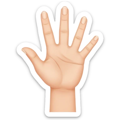 hand with fingers spread showing stop signal sticker