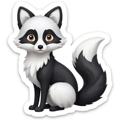 white and black fox sticker