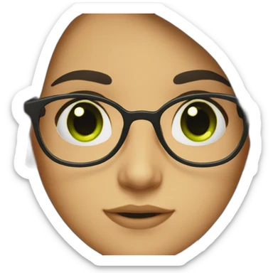 a girl with dark hair and green eyes in glasses sticker