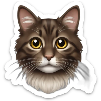 Tiny dark brown maincoon cat sticker