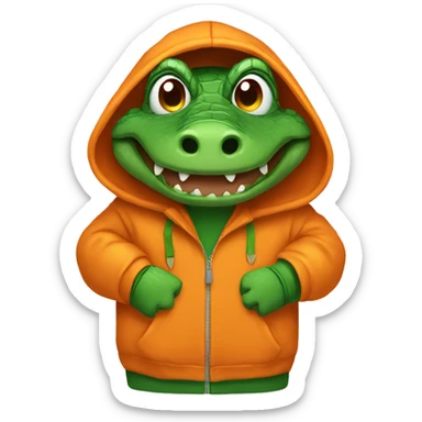 Alligator in a orange hoodie  sticker