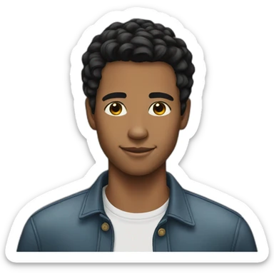 Young man black hair clean shaven sticker