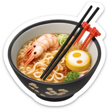 shrimp ramen bowl with pork and fishcake chopsticks  sticker