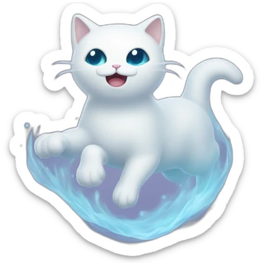 Mysterious cartoon ghost spirit kitty floating in the air sticker