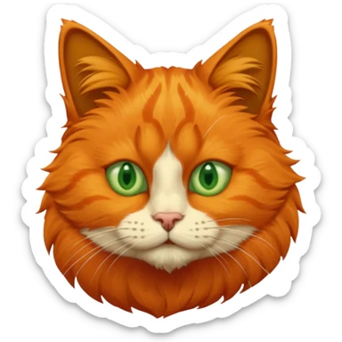 orange cat missing his right eye so it’s just an orange fur socket, and has a green left eye, with an orange patch of fur near his nose sticker