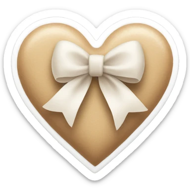 beige heart with white bow sticker