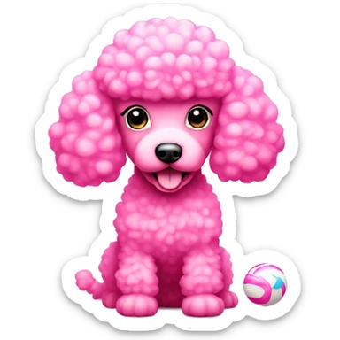 Pink poodle with bubblegum  sticker