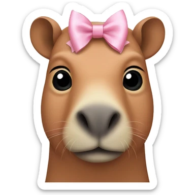 Capibara light pink bow sticker