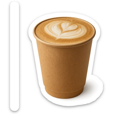 cappuccino in a to-go cup, creamy foam, coffee shop style sticker