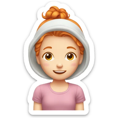 A cute little ginger girl is blushing and embarrassed sticker