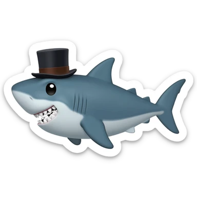Shark with a top hat sticker