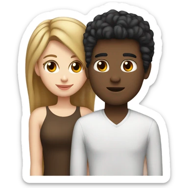 White couple with brown hair girl with man with black hair white boyfriend kissing each other sticker