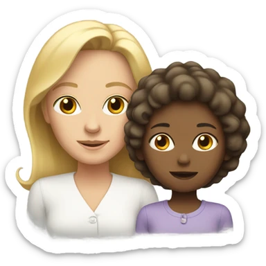 White mom and daughter sticker
