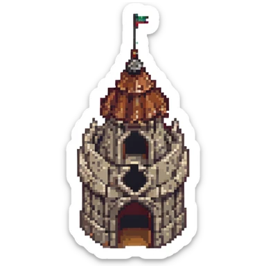 medieval castle pixel art style sticker
