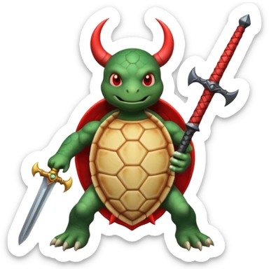 A devil in a turtle carapace add devil sword sticker
