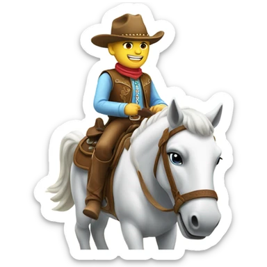 white cowboy riding horse sticker