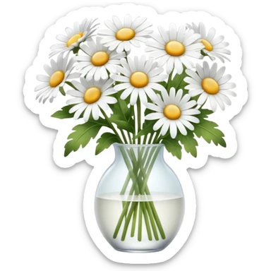 White daisy bouquet in a glass vase sticker