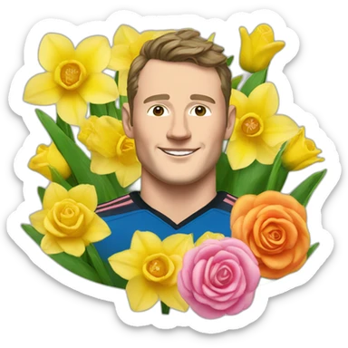 Jonathan Toews as rainbow seal with daffodils and roses sticker