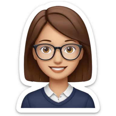 Women brown eye and brown hair with glasses snfearing sticker