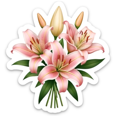 Blush Pink and Champagne Pink color lilies bouquet sticker
