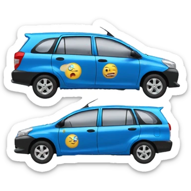 blue toyota avanza taxi emoji, 3/4 side view sticker