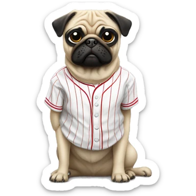 A pug wearing philles baseball merch sticker